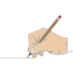 Flat colorful line art Hand holding pencil concept