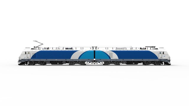 3d rendering of a locomotive train isolated in a white studio background