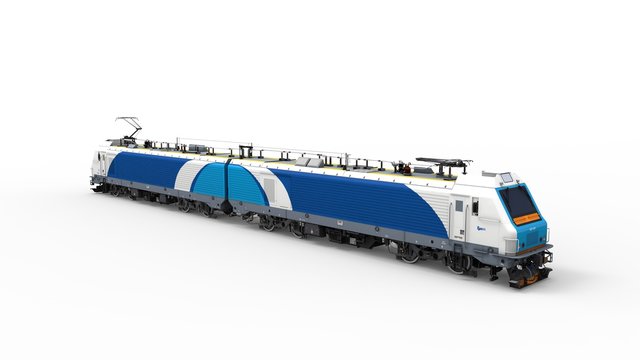 3d rendering of a locomotive train isolated in a white studio background