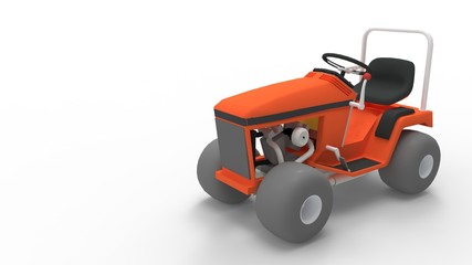 3d rendering of a lawnmover racing machine isolated in studio background