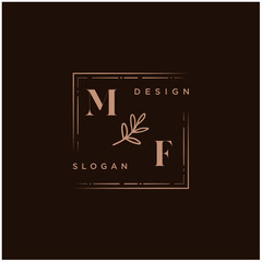 MF Beauty vector initial logo, handwriting logo of initial signature, wedding, fashion, jewerly, boutique, floral and botanical with creative template for any company or business