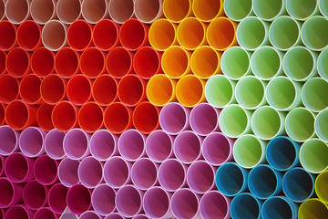 Colorful pvc pipes for the background.