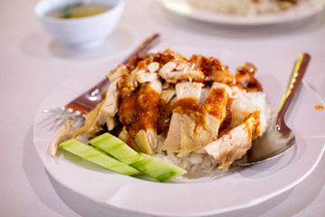 chicken with rice and sauce