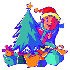 Fototapeta premium christmas tree with gifts