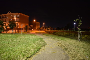 Obraz premium Night Illuminated park by Night in the City