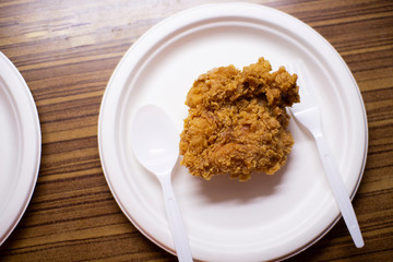 Fried chicken on a tasty white plate
