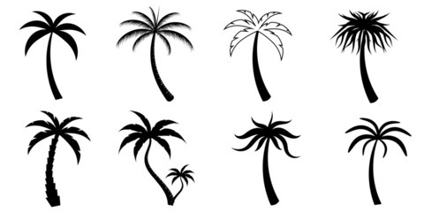 set of silhouettes of palm trees © CHANTHIMA SAENUBON