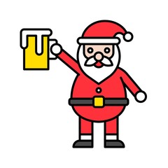 Santa claus hold beer mug, Christmas day related filled icon