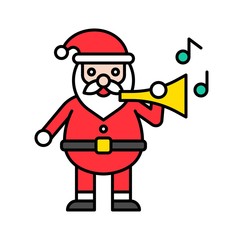 Santa claus playing horn, Christmas day related filled icon