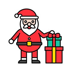 Santa claus with gift box, Christmas day related filled icon