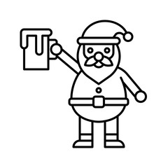 Santa claus hold beer mug, Christmas day related line icon