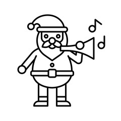 Santa claus playing horn, Christmas day related line icon