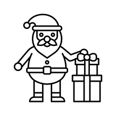 Santa claus with gift box, Christmas day related line icon