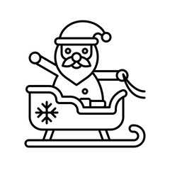 Santa claus on sledge, Christmas day related line icon