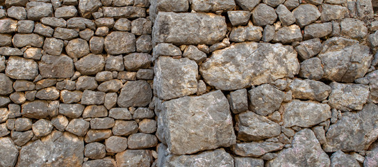 old stone wall of stones in Kotor, Montenegro, background