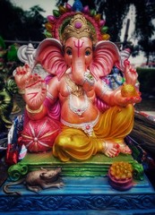 Statue of god Ganesha in a religious way