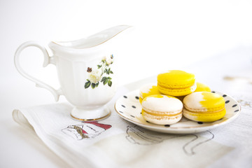 Cake macaron or macaroon on wooden table