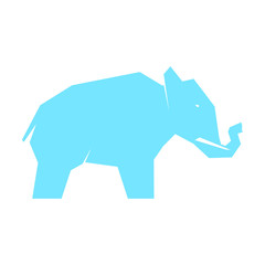 Blue elephant isolated on white background, vector illustration