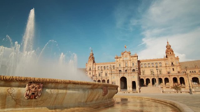 The Fountain Of Plaza De Espana in Seville Spain