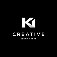Letter KI Abstract Creative Icon Logo Design Template Element Vector