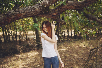 young woman in the forest