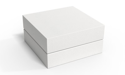 Simple paper closed box mockup. Blank white gift container template. 3d illustration