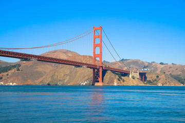 Beautiful view of the famous Golden Gate Bridge in San Francisco.
