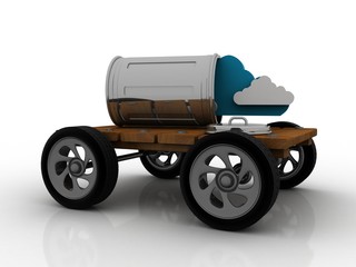     3d rendering Cloud online storage icons with data