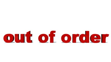 Lettering out of order in front view - isolated on white background - 3D illustration