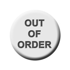 Lettering out of order on a button - isolated on white background - 3D illustration