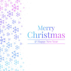 merry christmas banner - abstract soft blue purple pink snow sign texture on white background vector design