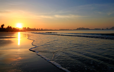 Naklejka na ściany i meble Sunrise on the sea, morning by the sea