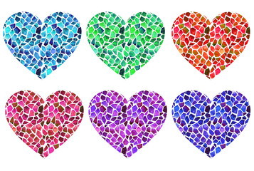 Hand painted watercolor hearts. Isolated objects perfect for Valentine's day card or romantic post cards