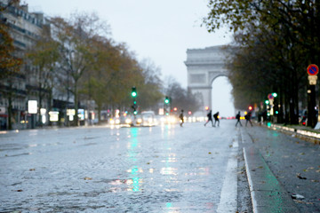 Triumphal arch in Paris on open urban nature