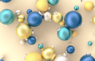 christmas balls on blue background