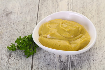 Mustard sauce in the bowl