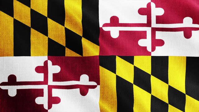 USA State Maryland flag is waving 3D rendering.