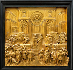 Detail of the Gate of Paradise - one of ten bronze panels on the famous Ghiberti Gates of Paradise to the baptistery of San Giovanni.