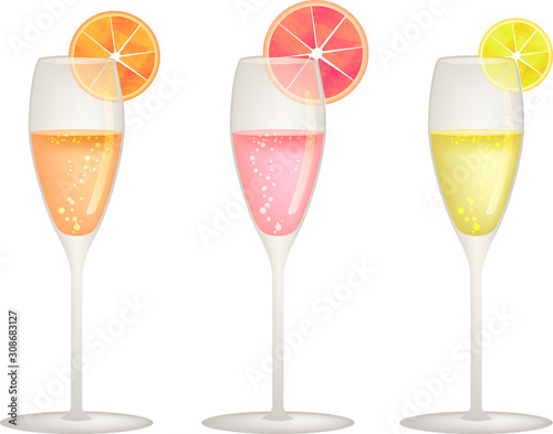 カクテル スパークリングワイン シャンパン ベクター イラスト ドリンク お酒 Alcohol Poster Alcoh Chromame
