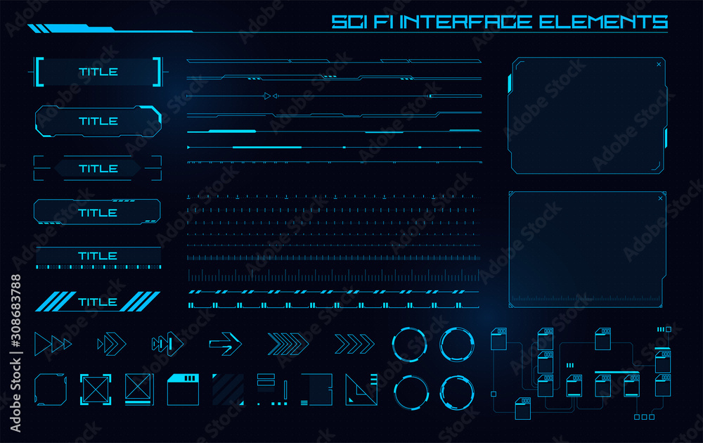 Wall mural set of sci fi modern user interface elements. futuristic abstract hud. good for game ui. vector illu