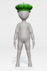 3D Render of Cartoon Character with Hat