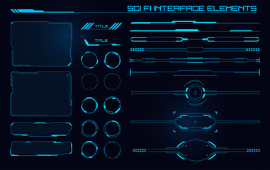 Set of Sci Fi Modern User Interface Elements. Futuristic Abstract HUD. Good for game UI. Vector Illustration EPS10 - obrazy, fototapety, plakaty