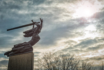 Nike figure - Warsaw monument of liberty - obrazy, fototapety, plakaty