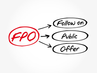 FPO - Follow on Public Offer acronym, business concept background