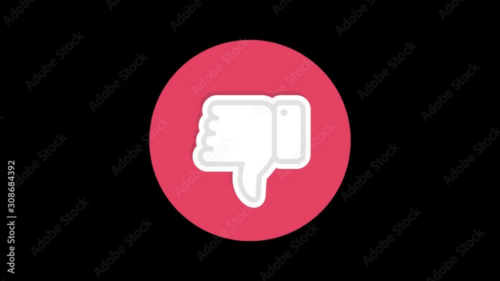 Poster dislike button. loop animation in alpha channel. 4k resolution.