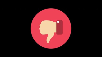 Dislike button. Loop animation in alpha channel. 4K resolution. - Powered by Adobe