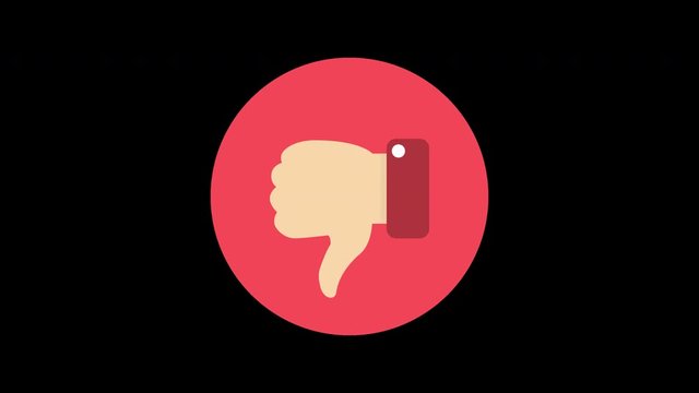 Dislike button. Loop animation in alpha channel. 4K resolution. 