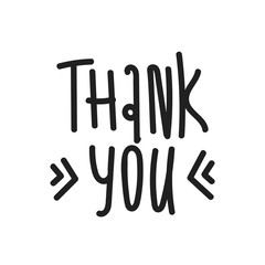 THANK YOU hand lettering . custom handmade calligraphy, vector. black text on white background