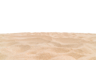 Obraz na płótnie Canvas Close up sand beach isolated on white background.