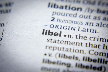 Word or phrase Libel in a dictionary.